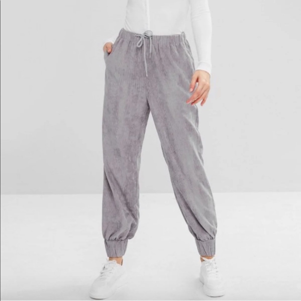 Drawstring Corduroy Jogger Pants